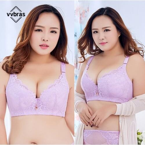 Vvbras Women Lace Embroidery Push Up Bh C D DD E Thin Cup Plus Size 34-50 Lingerie Fashion Women Bra Sexy Full Coverage Bra