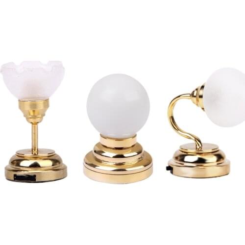 1:12 Min LED Lamp Dollhouse Ceiling Lamp With Lampshade Light Toys 3 Pieces