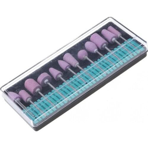 12pcs Electric Manicure Head Ceramic Nail Bits with Plastic Box and Various Shapes for Manicure Pedicure