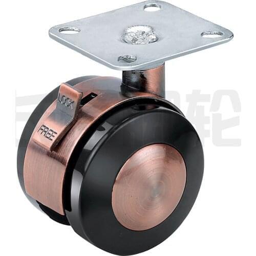 2 inches Zinc alloy Red bronze Flat swivel casters Furniture Wear-resistant Silent wheel Electrical casters