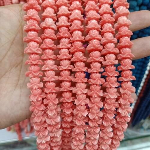 20pcs 12mm Pink Lotus Terrace Coral Beads For Jewelry Making DIY Loose Spacer Artificial Corals Bead Fit Bracelet Necklace