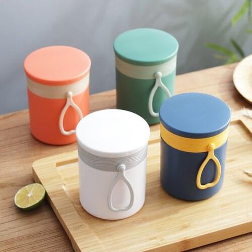 304 Stainless Steel Breakfast Cup Korea Style Sealed Soup Container Luch Boxs Portable Leak Proof Milk Cup with Folding Spoon