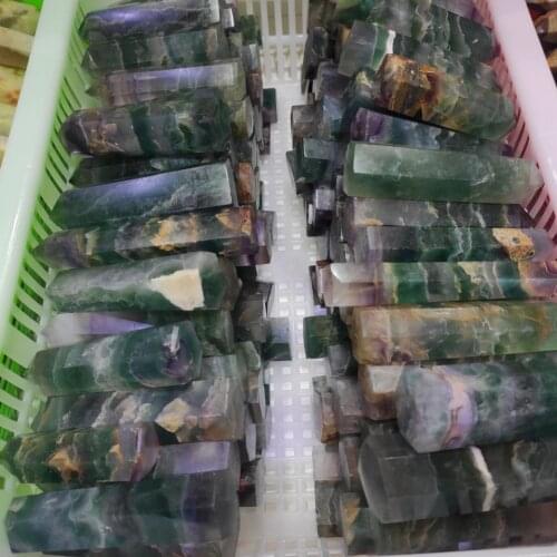 5-8cm wholesale Natural Fluorite Crystal Colorful Striped Fluorite Quartz Crystal Stone Point Healing Hexagonal Wand Treatment