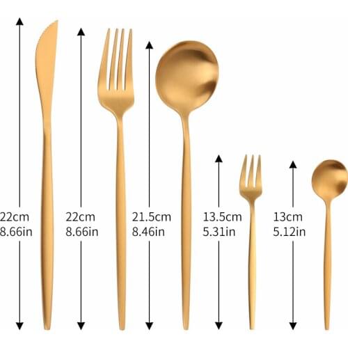 5Pcs Matte Gold Stainless Steel Cutlery Set Thin Tableware Dinnerware Dinner Flatware Set Party Kitchen Forks Knives Spoons Set