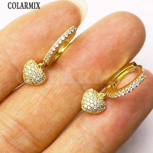 8 Pairs Tiny Zirconia Heart Series zirconia heart shape earrings drop earrings fashion jewelry earrings women earrings 8270
