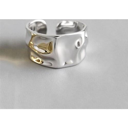 925 Sterling Silver Irregular Geometric Finger Ring For Women Girls Retro Party Punk Jewelry Accessories jz086