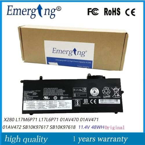 11.4V 48WH New L17C6P71 Original Battery for Lenovo ThinkPad X280 L17M6P71 L17L6P71 01AV470 01AV471 01AV472 SB10K97617 SB10K976
