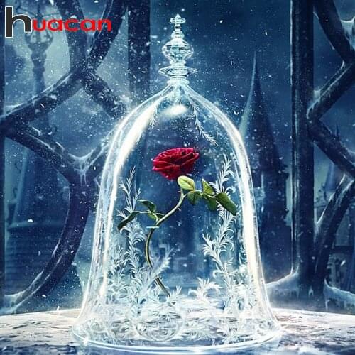 Huacan 5D Diamond Painting Full Drill Rose Diamond Mosaic Embroidery Flower Modular Pictures Handicraft Decoration For Home