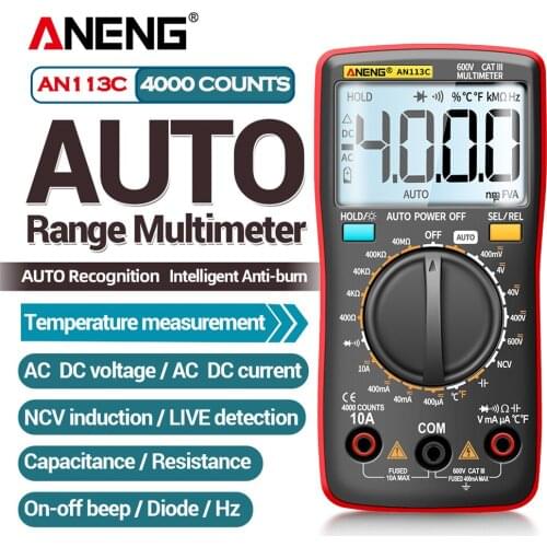 ANENG AN113C/E 4000 Counts Digital Multimeter EletricAuto AC/DC Votage tester Current Ohm Ammeter Detector Professional Tool