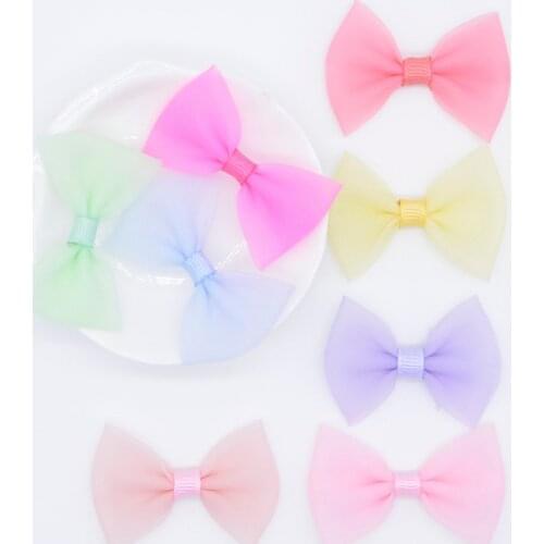 32Pcs Fresh Color Mesh Bow Tie Appliques Patches for DIY Crafts Headwear Clips Clothes Hat Sewing Supplies Decor Accessories P19
