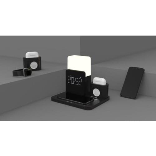 Wireless Charger Night Light With Clock Fast Charging For iphone Samsung Xiaomi Phone iwatch and Airpods 3 in 1 Charging dock