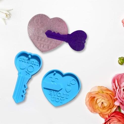 2 Pcs Lovers Heart and Lock Shape Phone Chain Epoxy Resin Mold Keychain Silicone Mould DIY Crafts Jewelry Pendant Casting