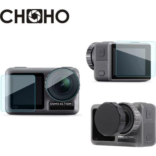 For DJI Osmo Action camera Accessories Screen Protector Ultra Clear LCD HD Silicone Lens Cap Protecter Rubber 3pcs A Set Kit