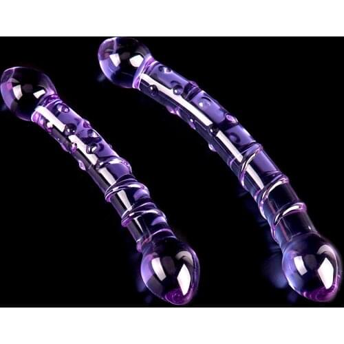 Erotic Double Ended Dildo Pyrex Glass Dildo Artificial Penis Granule Spiral G Spot Simulator Anal Dick Adult Sex Toys for Woman