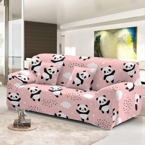 Funny Cartoon Panda Stretch Sofa Cover 1/2/3/4 Seats For Living Room Elastic Cute Pink Blue Slipcover All-Inclusive Couch Covers