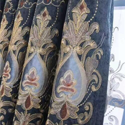 European High-grade Embroidered Snow Neal Shading Curtains for Living Dining Room Bedroom