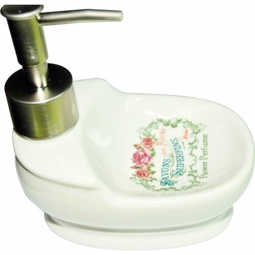 European Art Paris Rose Ceramic Charming Savons Superfins Soap Dispenser Lotion Liquid Flower Bathroom Hote Perfume Pump Bottle