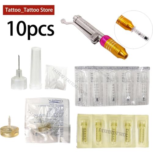 10pcs High Pressurized Pen Gun Hyaluron Pen Wrinkle Removal Hyaluronic Pen For Lip Filler Injection Syringe Needle Ampoule Head