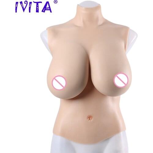 IVITA Artificial Silicone Breast Realistic Fake Boobs I Cup Enhancer for Crossdresser Transgender Drag Queen Shemale Cosplay