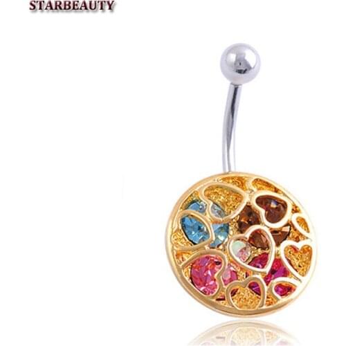 Connected Hearts Navel Piercing Cute Pirsing Ombligo, Sexy Belly Button Ring Body Piercing Nombril, AAA Zircon Inlaid Pircing