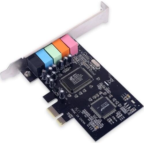 PCI-E Sound Card CMI8738 5.1 Channel PCI-E Desktop Computer Sound Card Support 6-Channel Stereo Surround Output Audio Sound Card