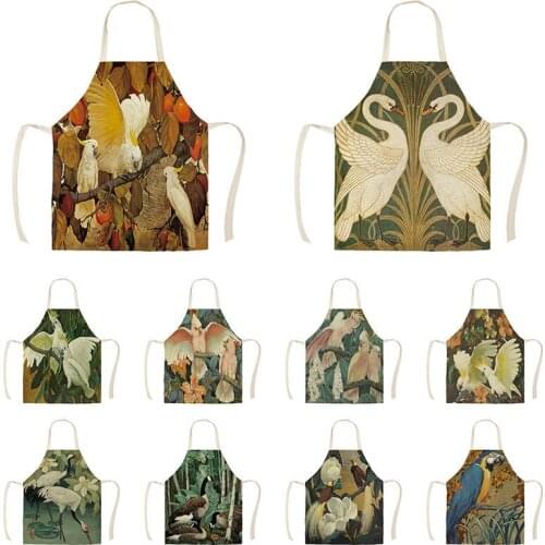 Red-crowned crane swan pattern aprons for women Men kitchen apron goods for home kitchen Child apron customizable apron barista
