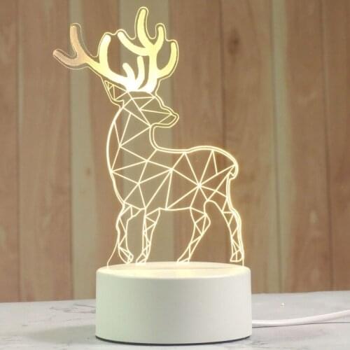 Creative 3D LED Nightlights Deer Dinosaur Apple Moon Cartoon Novelty Night Light Table Lamp For Children Bedroom Decoration Gift
