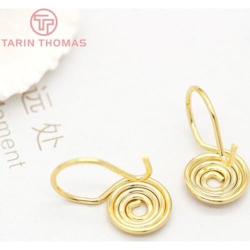 10PCS 13x8MM 24K Gold Color Plated Round Stud Earrings High Quality DIY Jewelry Making Findings