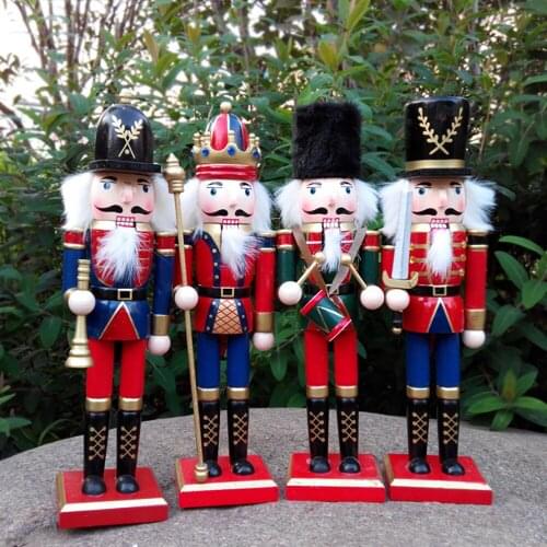 New Year Decor 4/6pcs Kids Doll 12cm Wooden Nutcracker Soldier Merry Christmas Decoration Pendants Ornaments for Xmas Tree Decor