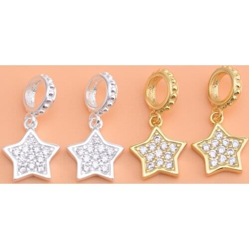 S925 sterling silver accessories micro inlaid zircon full diamond star shiny pentagram pendant handmade bracelet necklace pendan