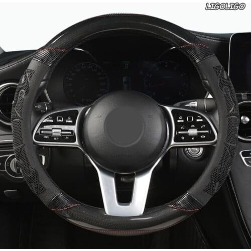 LIGOLIGO Microfiber Leather Car Steering Wheel Cover Dodges Viper Caliber Journey Ram 1500 Challenger Charger Nitro Durango