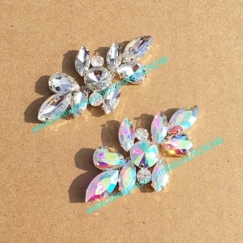 Tiny AB glass crystal applique flatback for shoes and bags decoration glue-on flower fashion trims DIY decorative rhinestones