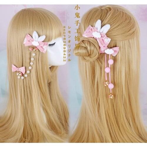Sweet pink hairpin side chuck soft sister hairpin card bow hair accessories cos tassel hairpin brooch