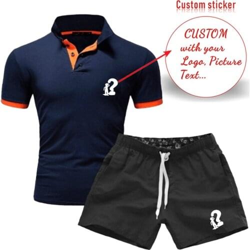 Mens Polo Shirt And Shorts A Pack Of Two Pieces Leisure Sports Suit T-Shirt