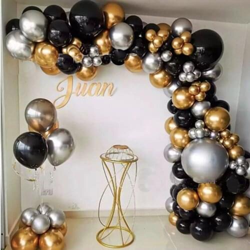 Balloons Set Kit Latex Black Gold White Sliver Bedroom Decoration Wedding Birthday Party Christmas Easter Halloween