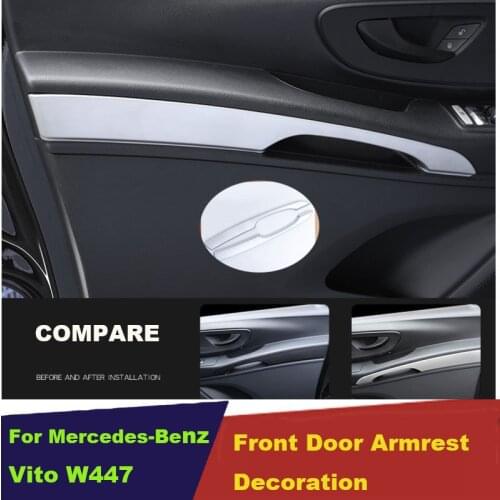 Front Door Pull Doorknob Handle Plate Strip Cover Trim For Mercedes-Benz Vito W447 2014 2015 2016 2017 2018 ABS Chrome
