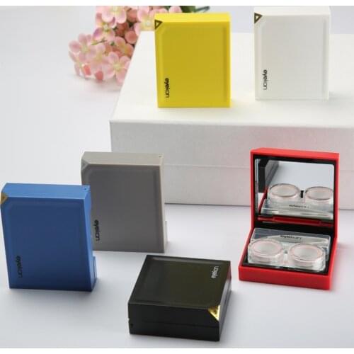 2021 New Square Contact Lens Case With Mirror Women Candy Color Contact Lenses Storage Box Lovely Travel Kit Lense Accessories