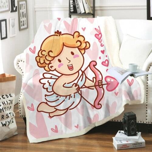 Cupid Love Baby 3D Printed Sherpa Blanket Couch Quilt Cover Travel Bedding Outlet Velvet Plush Throw Fleece Blanket Bedspread 12