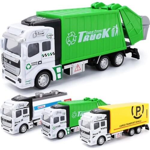 Pull back toy car model truck garbage truck carrier vehicle waste truck tank car transport eco-friendly gift children boys kids