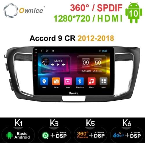 Ownice 10.1" Android 10.0 Car Radio Player GPS Navi k3 k5 k6 for Honda Accord 9 CR 2012 - 2018 DVD 4G LTE 360 Panorama DSP SPDIF