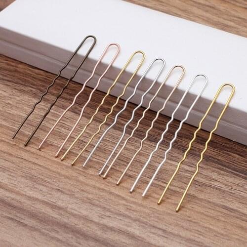50 Pieces 75mm Wave U-shape Hair Forks Copper Hair Sticks Bun Hair Clip DIY Jewelry Findings