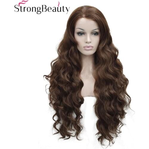 StrongBeauty Long Synthetic Wavy Wigs Front Lace Wig Heat Resistant 30 Inches Hair 5 Colors
