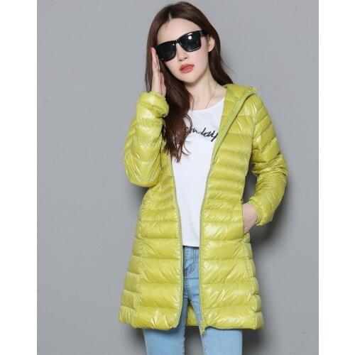 2018 New Autumn Winter Plus Size S-7XL Down Coats Women Ultra Light White Duck Down Jacket Hoode Windproof Outwears Female Mw540