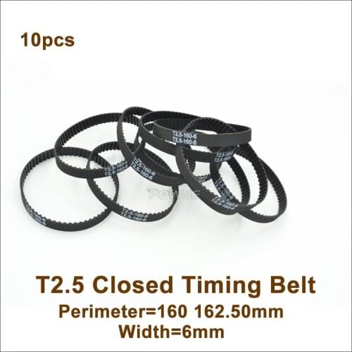 POWGE 160 T2.5 Timing Belt Width 6mm Perimeter 160 162.50mm Teeth 64 65 T2.5 Closed-Loop Rubber Belt T2.5 Timing Pulley 10pcs