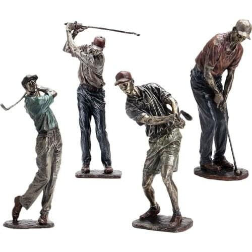 Retro Golfer Statue Resin Vintage Sport Figurines Home Office Living Room Decoration Gifts Souvnir for Golf Fans Athletes