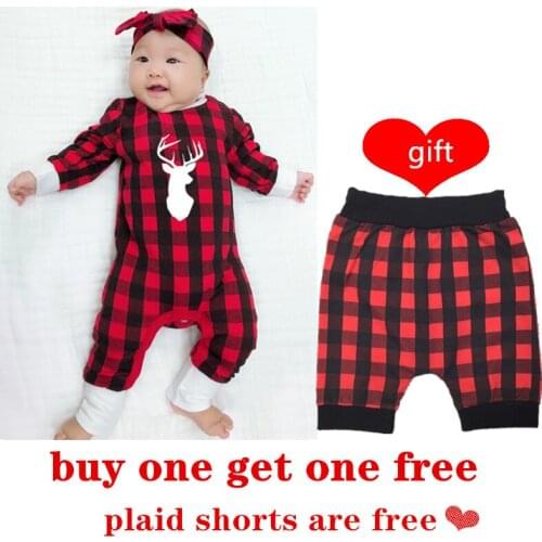 Baby Boys Girls Christmas Jumpsuit Newborn Winter Reindeer Red Plaid Pajamas Bebes Romper Baby Girl Clothes Boys Clothes 2021 30