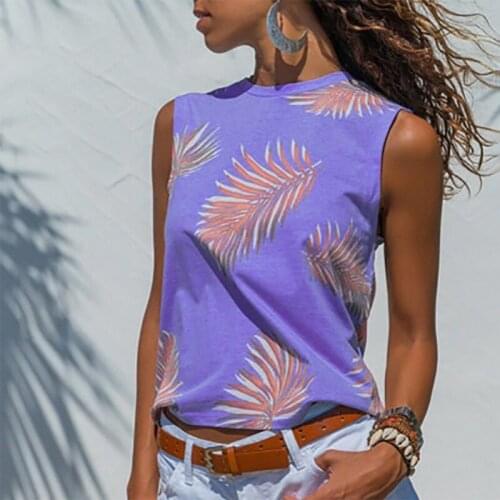Printed Summer Top Round Neck Tank Tops Women Camisole Sleeveless Slim Shirt Female Plus Size Casual T-shirt Vest Female 2020