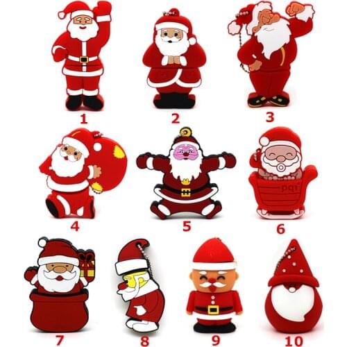 Santa Claus PenDrive Cartoon Christmas Eve Gift USB 2.0 Flash Drive 4GB 8GB 16GB 32GB 64GB Memory Stick Pen Drive