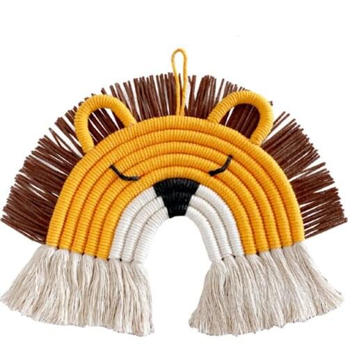 Handmade Cotton Rope Woven Cartoon Animal Pendant Kid Nursery Room Art Wall Hanging Home Weaving Rainbow Cute Deer Lion Mascot