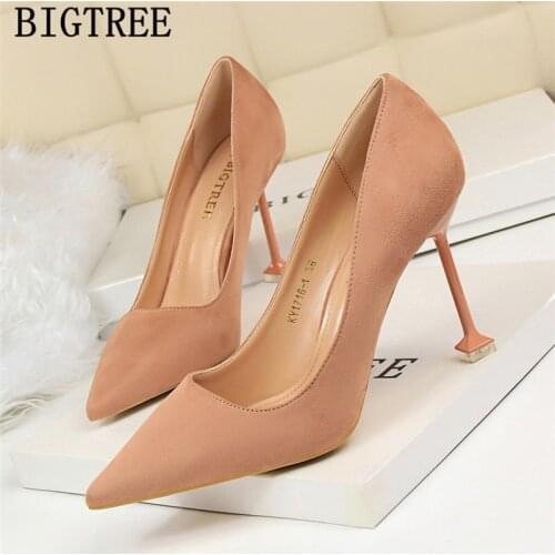 Green Shoes For Women Bigtree Shoes Pink Heels Pumps Women Shoes Red Heels Moccasin Stiletto Chaussures Femme Sapatos Mulher